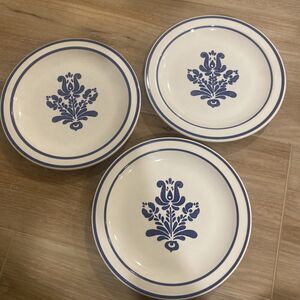 Pfaltzgraff “Village” Collection Plates Set Of 3 White & Blue Flowers 7"
